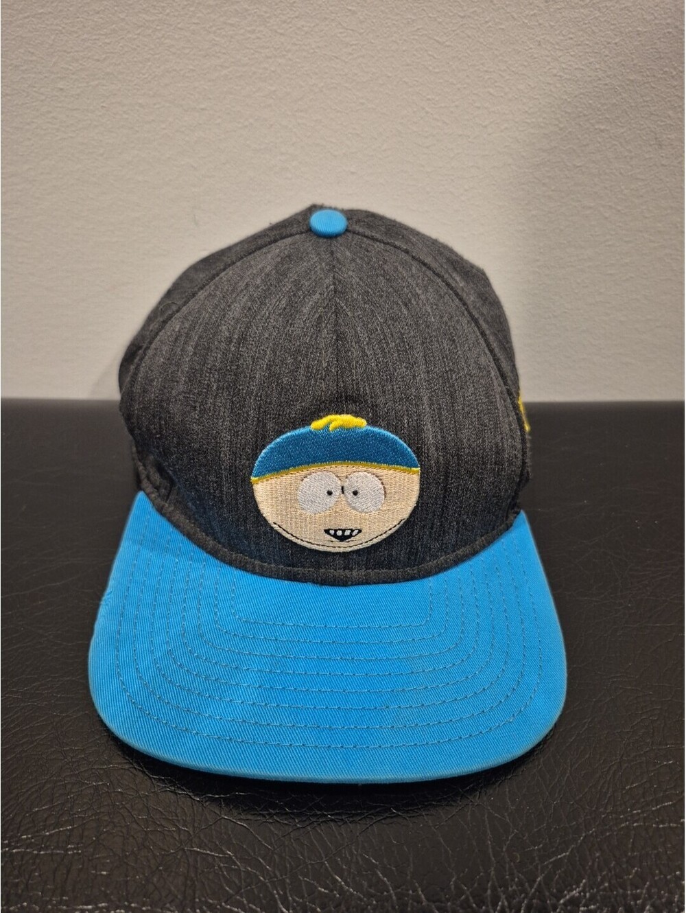 South Park Gray Blue Cap Snapback Hat Eric Cartman One Size Fit Embroidered Grey